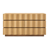 Isola Light Oak Walnut Wavy 6 Drawer Dresser