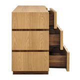 Isola Light Oak Walnut Wavy 6 Drawer Dresser