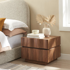 Isola Walnut 2 Drawer Nightstand - Ornate Home