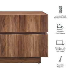 Isola Walnut 2 Drawer Nightstand - Ornate Home