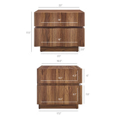 Isola Walnut 2 Drawer Nightstand - Ornate Home