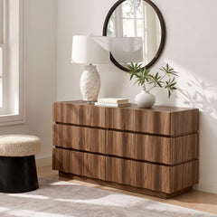 Isola Walnut Wavy 6 Drawer Dresser