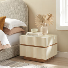 Isola White/Light Oak 2 Drawer Nightstand - Ornate Home