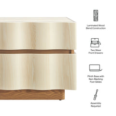 Isola White/Light Oak 2 Drawer Nightstand - Ornate Home