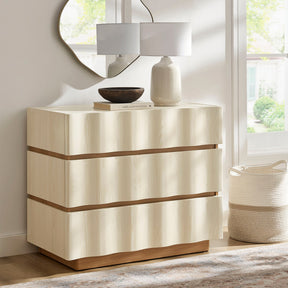 Isola White Light Oak Wavy 3 Drawer Chest
