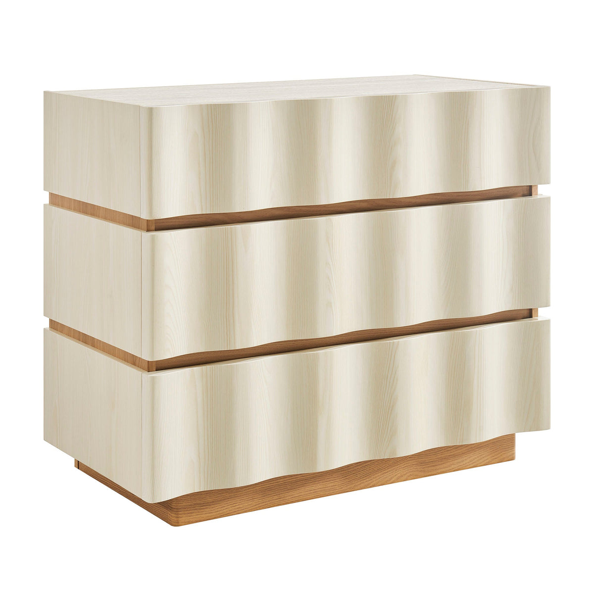Isola White Light Oak Wavy 3 Drawer Chest