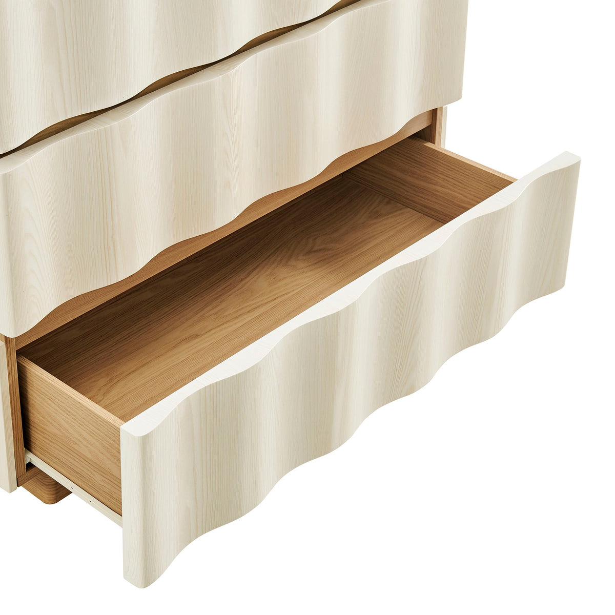 Isola White Light Oak Wavy 3 Drawer Chest