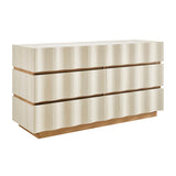 Isola White Light Oak Wavy 6 Drawer Dresser