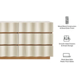 Isola White Light Oak Wavy 6 Drawer Dresser