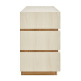 Isola White Light Oak Wavy 6 Drawer Dresser