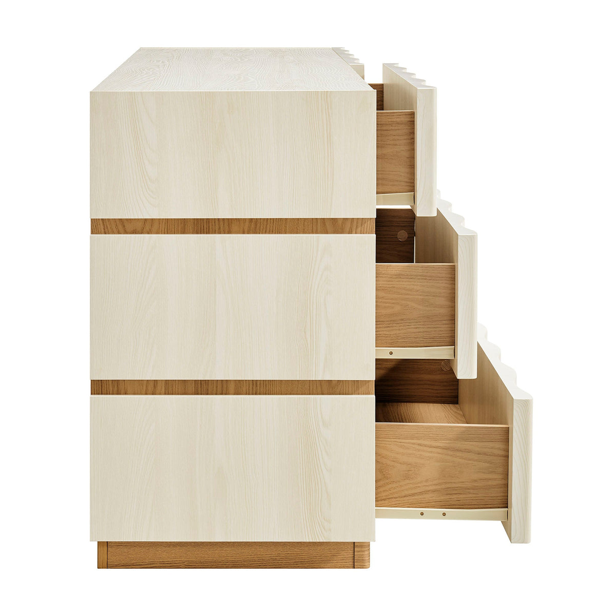 Isola White Light Oak Wavy 6 Drawer Dresser
