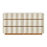 Isola White Light Oak Wavy 6 Drawer Dresser