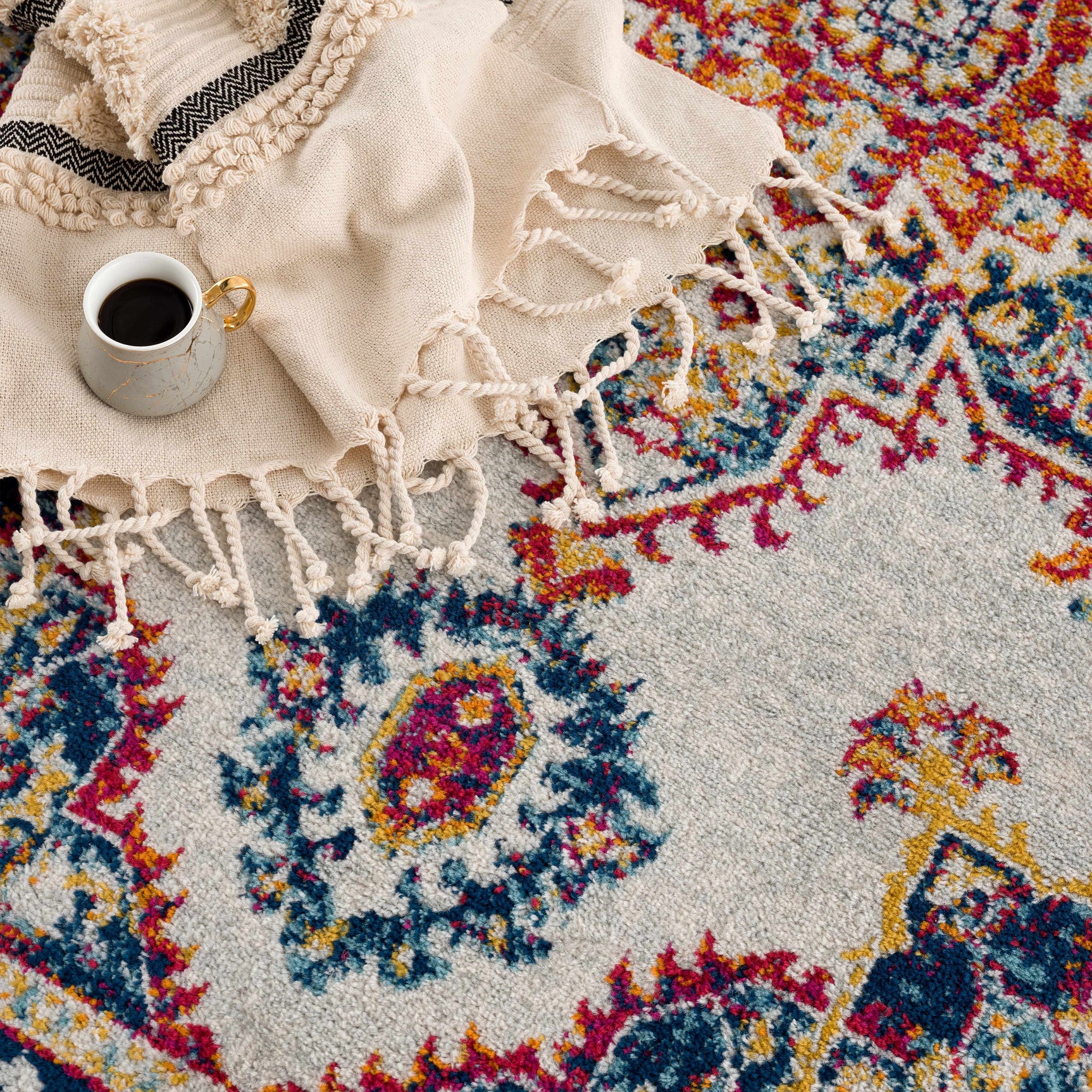 Istanbul Medallion Orange Area Rug - Clearance - Ornate Home