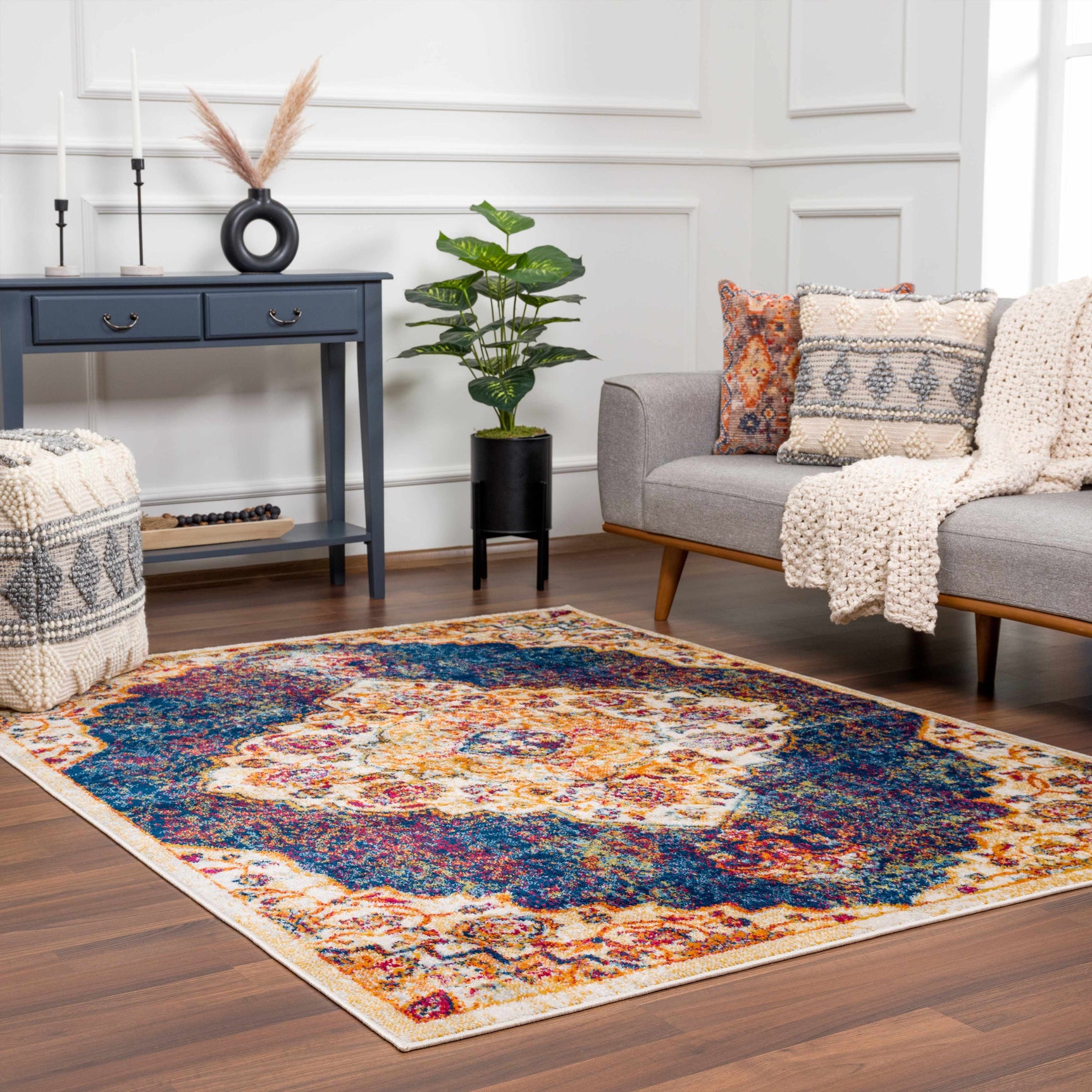 Istanbul Navy Area Rug - Clearance - Ornate Home