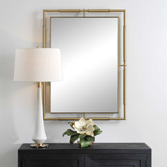 It's All Connected Brass Rectangle Mirror - Ornate Home