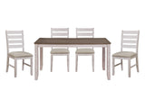 Ithaca Grayish White / Brown 5-piece Dinig Table Set - Ornate Home