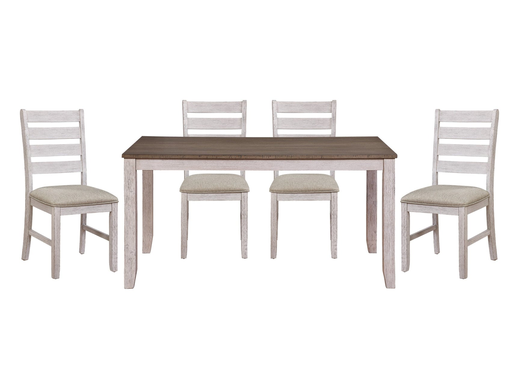 Ithaca Grayish White / Brown 5-piece Dinig Table Set - Ornate Home