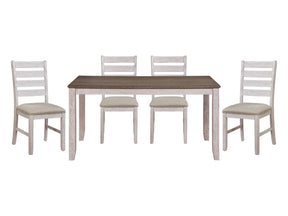 Ithaca Grayish White / Brown 5-piece Dinig Table Set - Ornate Home