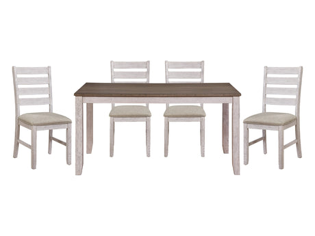 Ithaca Grayish White / Brown 5-piece Dinig Table Set - Ornate Home