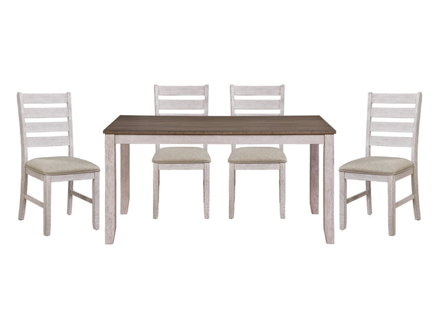 Ithaca Grayish White / Brown 5-piece Dinig Table Set - Ornate Home