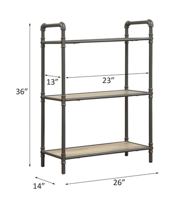Itzel Antique Oak & Sandy Gray Bookshelf - Ornate Home