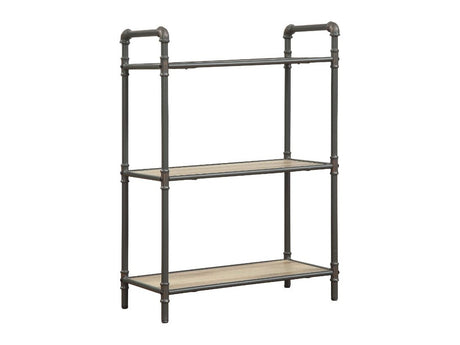 Itzel Antique Oak & Sandy Gray Bookshelf - Ornate Home