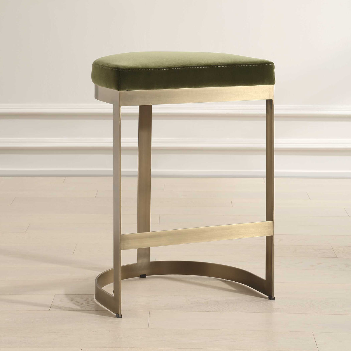 Ivanna Brass Moss Counter Stool - Ornate Home