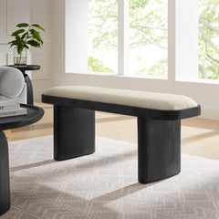 Iver Black Flax 43" Upholstered Wood Accent Bench - Ornate Home