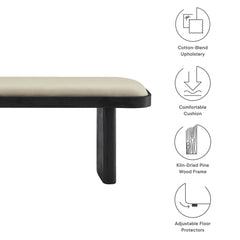 Iver Black Flax 43" Upholstered Wood Accent Bench - Ornate Home