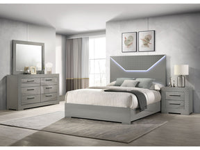 Ives Grey High Gloss 4-piece Eastern King Bedroom Set - Ornate Home