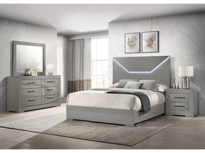 Ives Grey High Gloss 4-piece Queen Bedroom Set - Ornate Home
