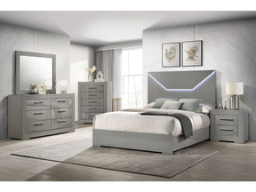 Ives Grey High Gloss 5-piece Eastern King Bedroom Set - Ornate Home