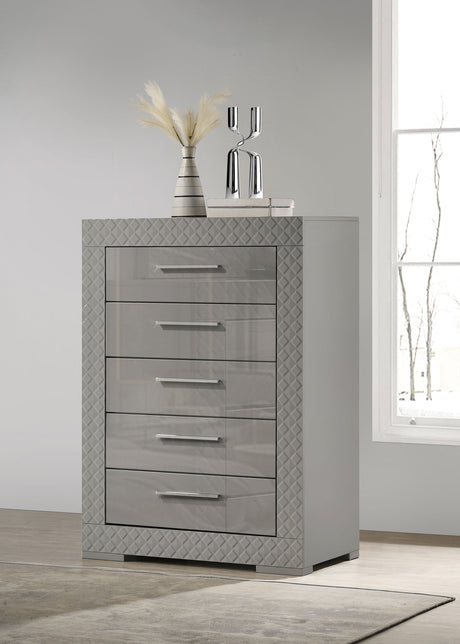 Ives Grey High Gloss Chest - Ornate Home