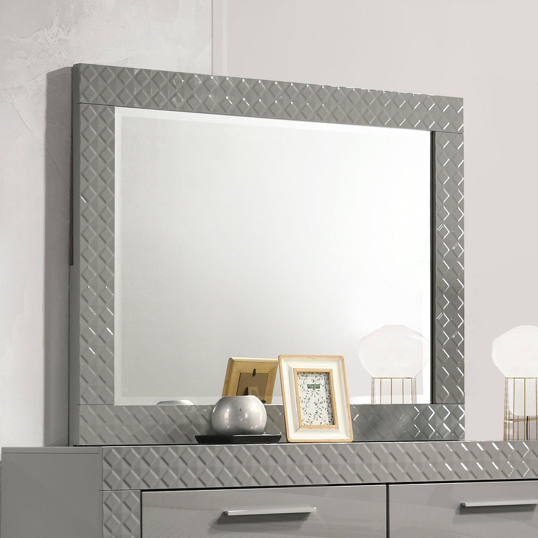 Ives Grey High Gloss Dresser Mirror - Ornate Home