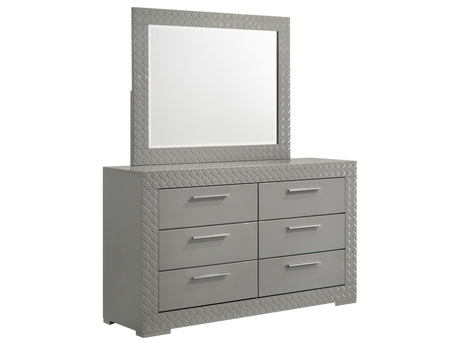 Ives Grey High Gloss Dresser and Mirror - Ornate Home