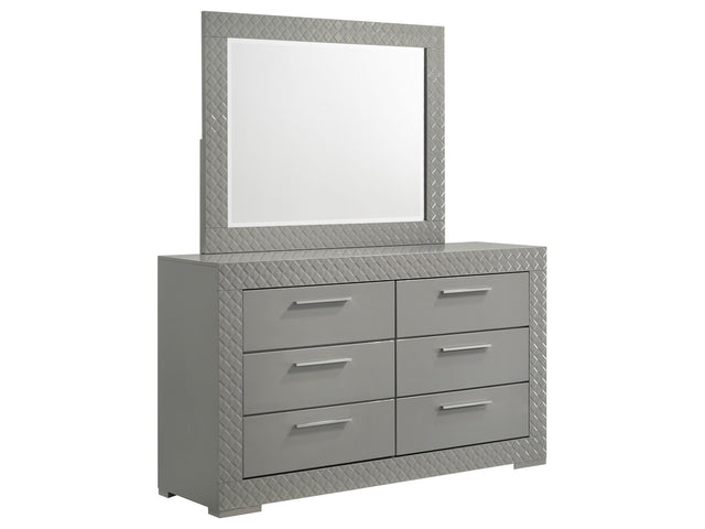 Ives Grey High Gloss Dresser and Mirror - Ornate Home