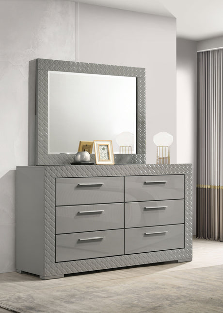 Ives Grey High Gloss Dresser and Mirror - Ornate Home