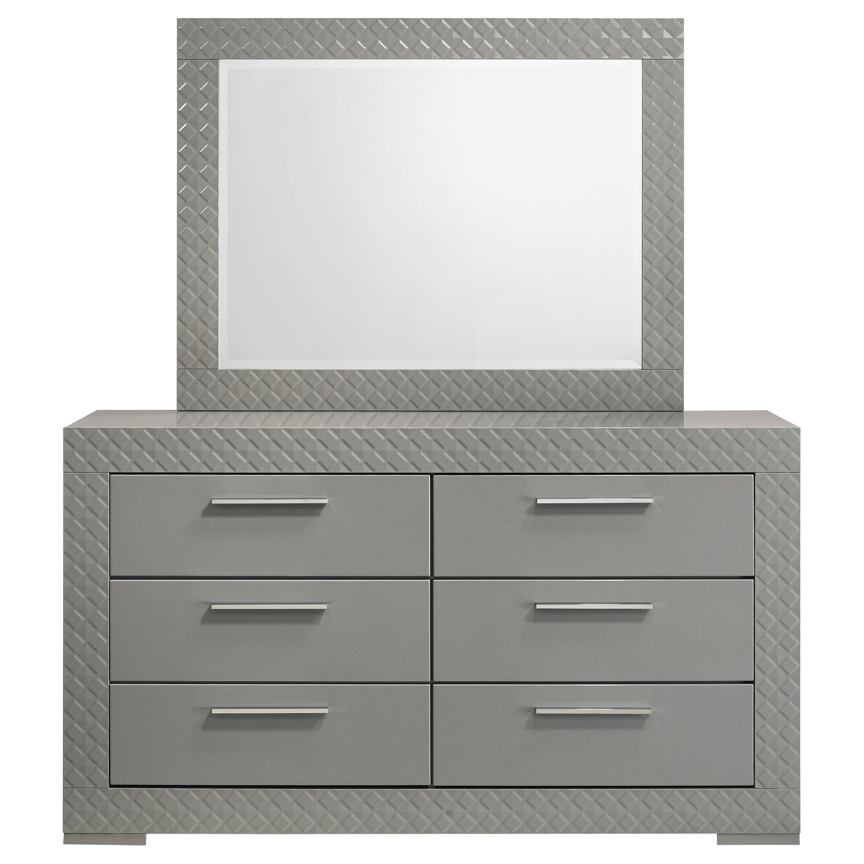 Ives Grey High Gloss Dresser and Mirror - Ornate Home