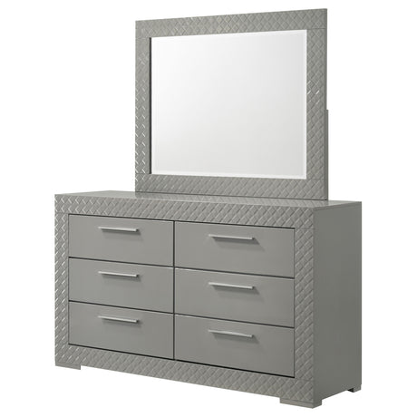 Ives Grey High Gloss Dresser and Mirror - Ornate Home