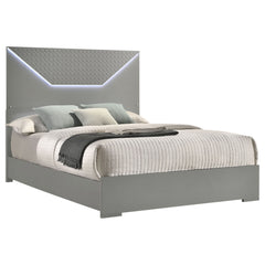 Ives Grey High Gloss Eastern King Panel Bed - Ornate Home