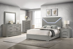 Ives Grey High Gloss Eastern King Panel Bed - Ornate Home