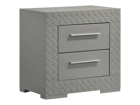 Ives Grey High Gloss Nightstand - Ornate Home
