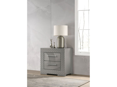 Ives Grey High Gloss Nightstand - Ornate Home