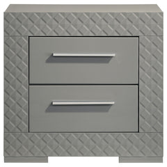 Ives Grey High Gloss Nightstand - Ornate Home