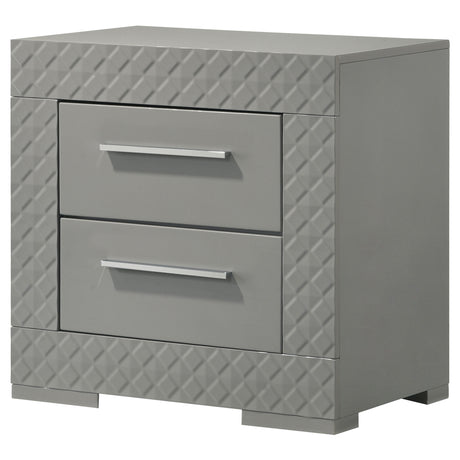 Ives Grey High Gloss Nightstand - Ornate Home