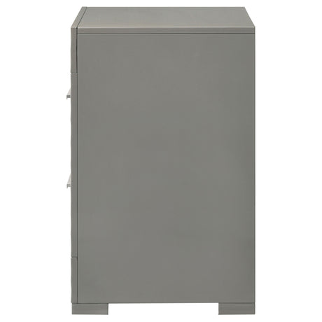 Ives Grey High Gloss Nightstand - Ornate Home