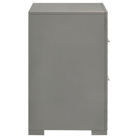 Ives Grey High Gloss Nightstand - Ornate Home