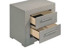Ives Grey High Gloss Nightstand - Ornate Home