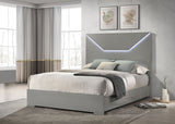 Ives Grey High Gloss Queen Panel Bed - Ornate Home