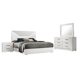 Ives White High Gloss 4-piece Eastern King Bedroom Set - Ornate Home